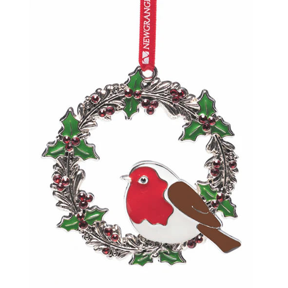 Newgrange Christmas Wreath with Robin Decoration