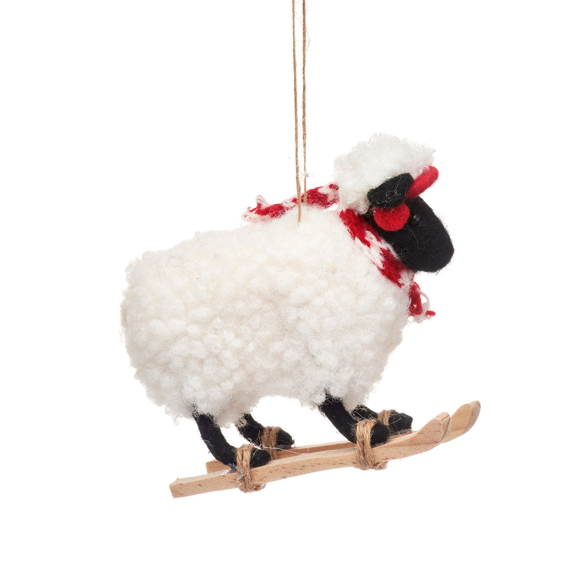 Sass & Belle Sheep on Skis Felt Hanging Decoration
