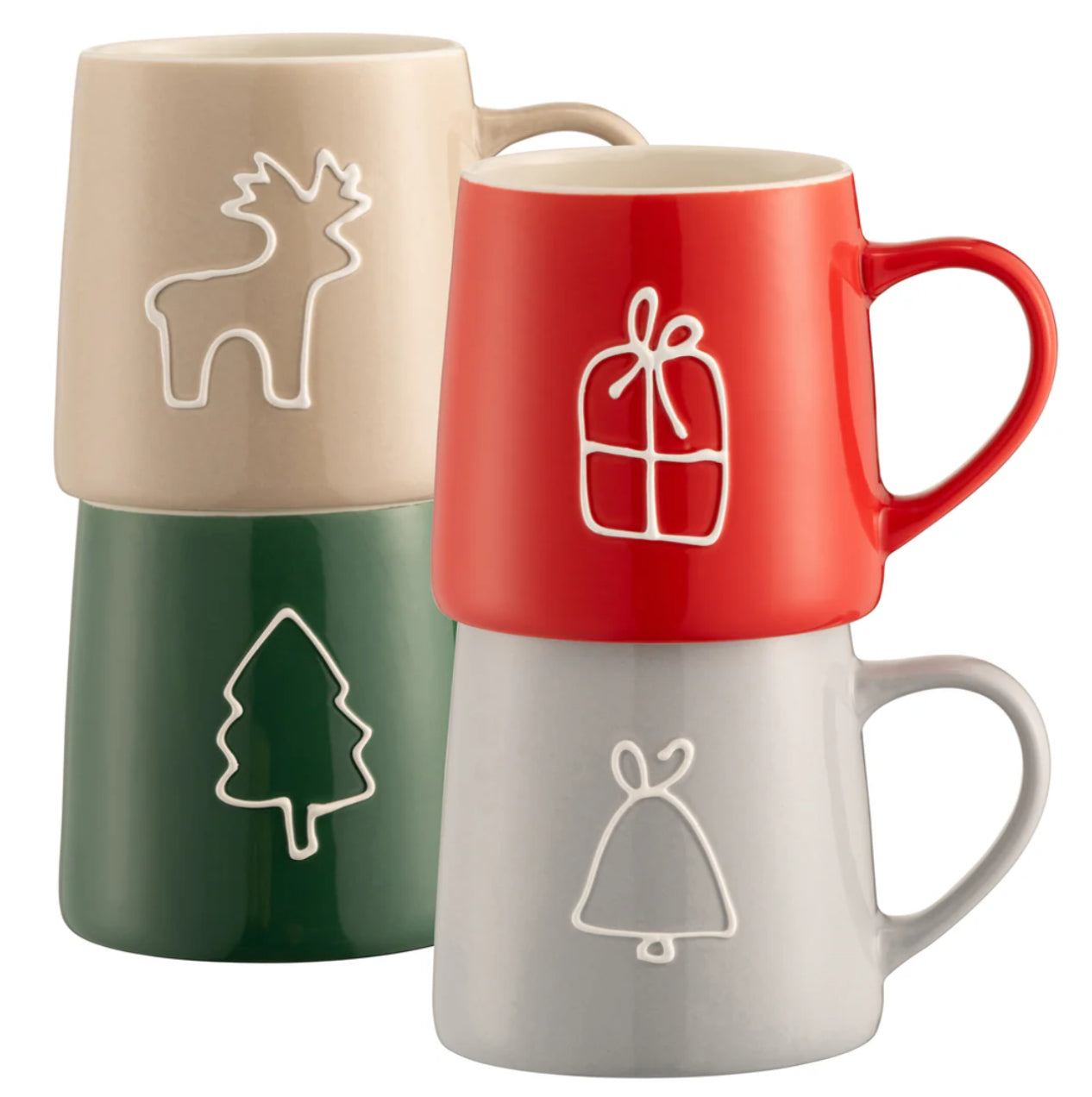 Belleek Living Christmas Doodle Mugs x4