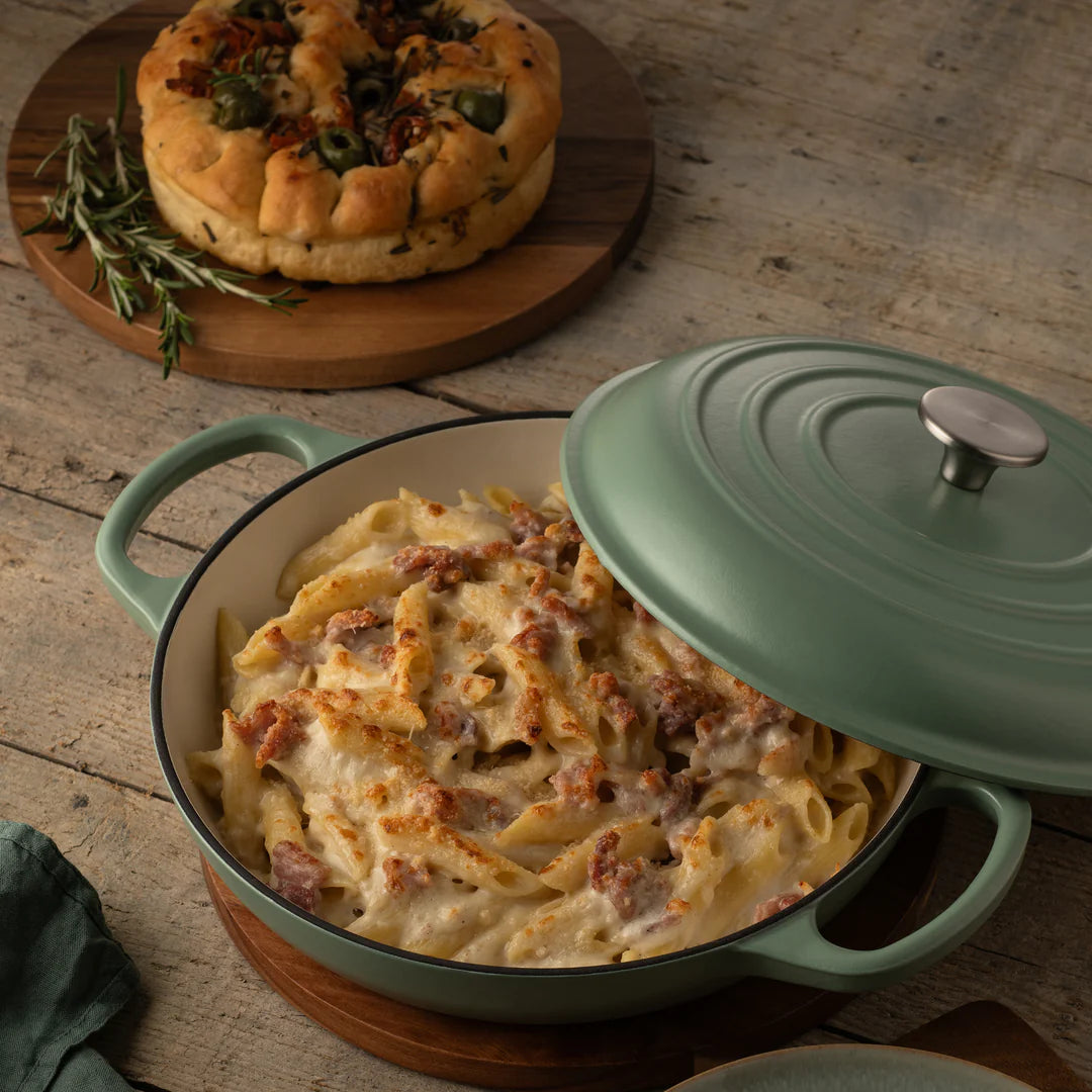 Belleek Living Cast Iron Shallow Covered Casserole - Capacity 2.5ltrs