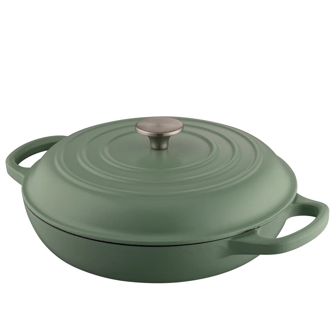 Belleek Living Cast Iron Shallow Covered Casserole - Capacity 2.5ltrs