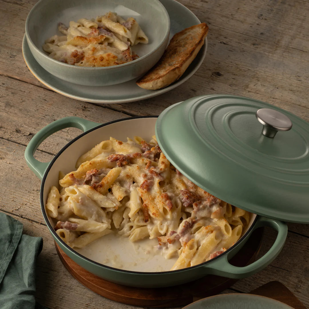 Belleek Living Cast Iron Shallow Covered Casserole - Capacity 2.5ltrs