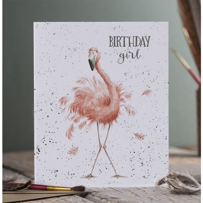 Wrendale ‘Birthday Girl’ Flamingo Card