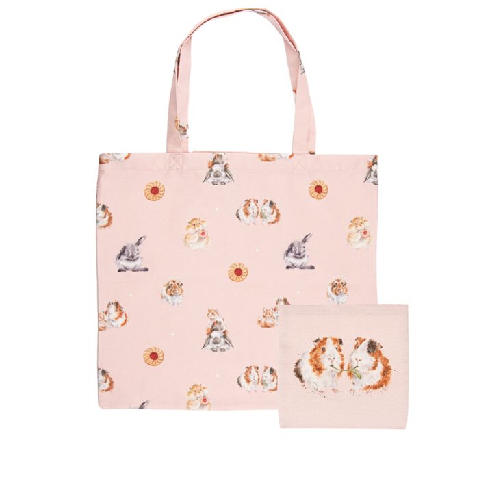 Wrendale ‘Piggy In The Middle’ Rabbit & Guinea Pig Foldable Shopping Bag