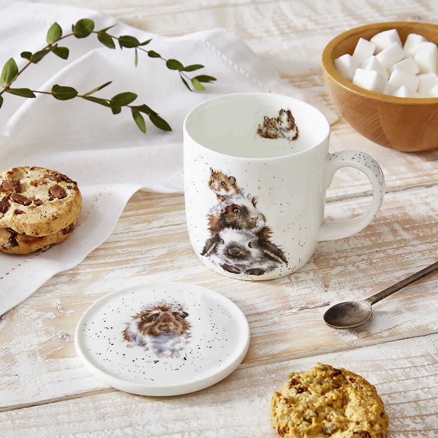Wrendale ‘Piggy In The Middle’ Mug & Coaster Set