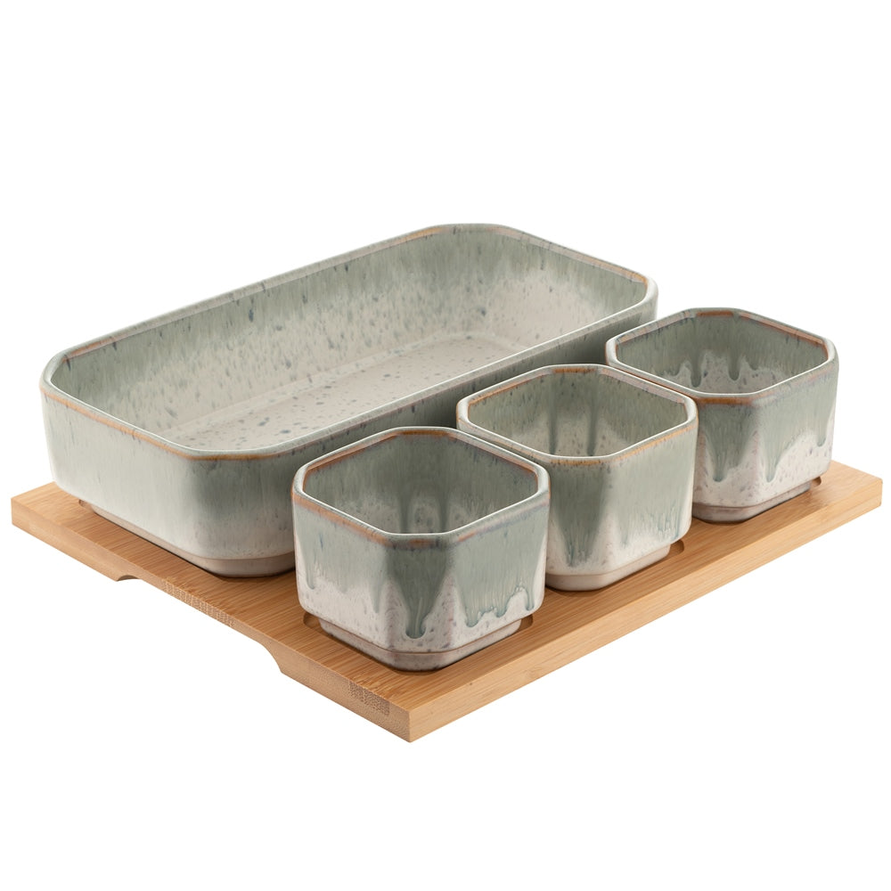 Belleek Living Tivoli Serving Set On Bamboo Board