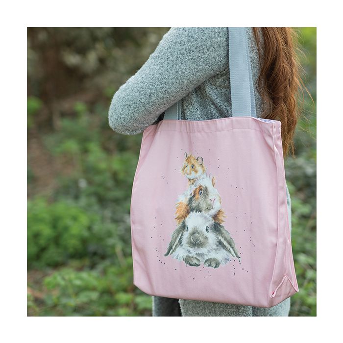 Wrendale Piggy In The Middle' Guinea Pig & Rabbit Canvas Bag