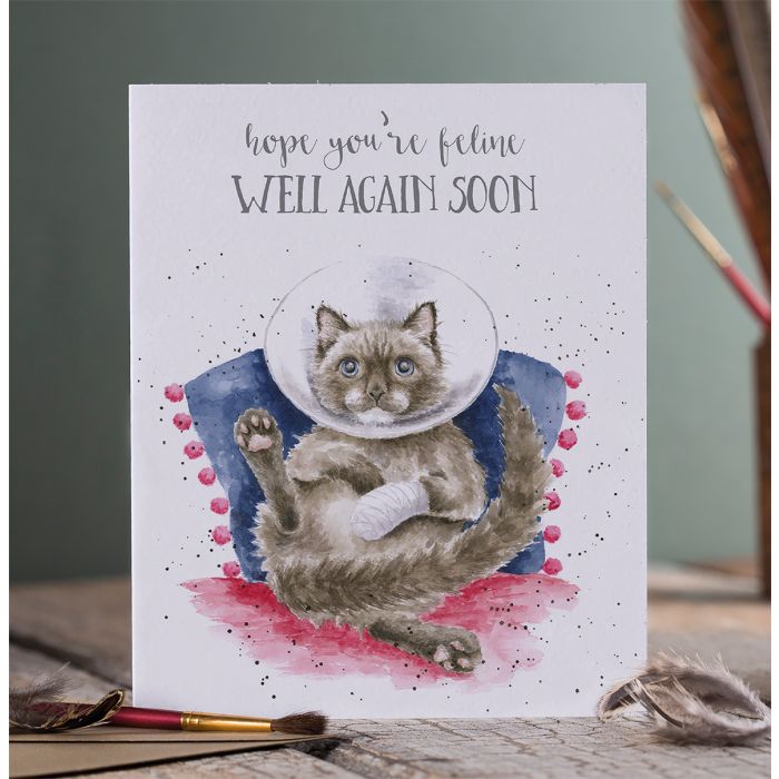 'Feline Well Again Soon' Cat Get Well Soon Card