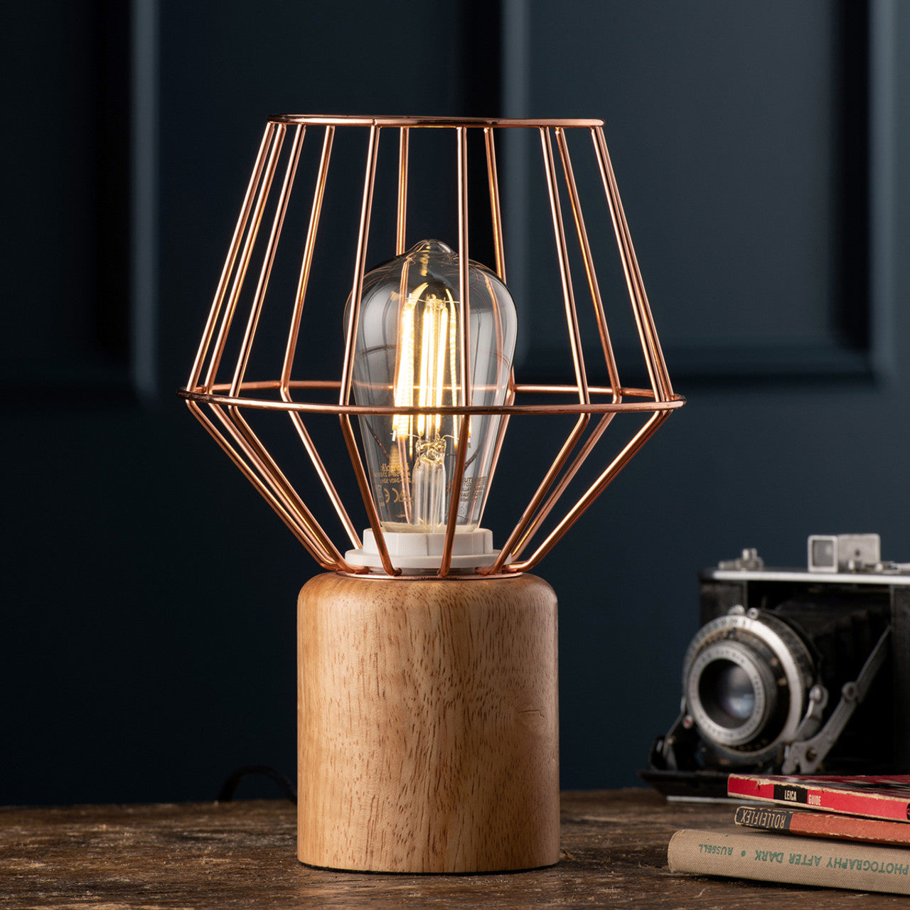 Galway Living Wood & Copper Table Lamp