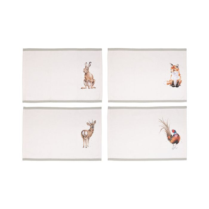 Wrendale 'Woodlanders' Set Of Four Woodland Animal Fabric Placemats