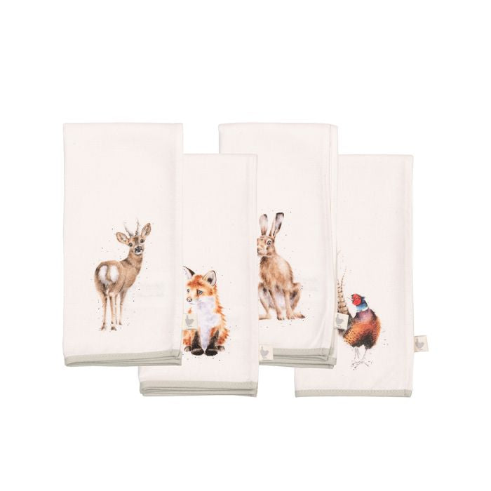 'Woodlander' Set Of Four Woodland Animal Fabric Napkins