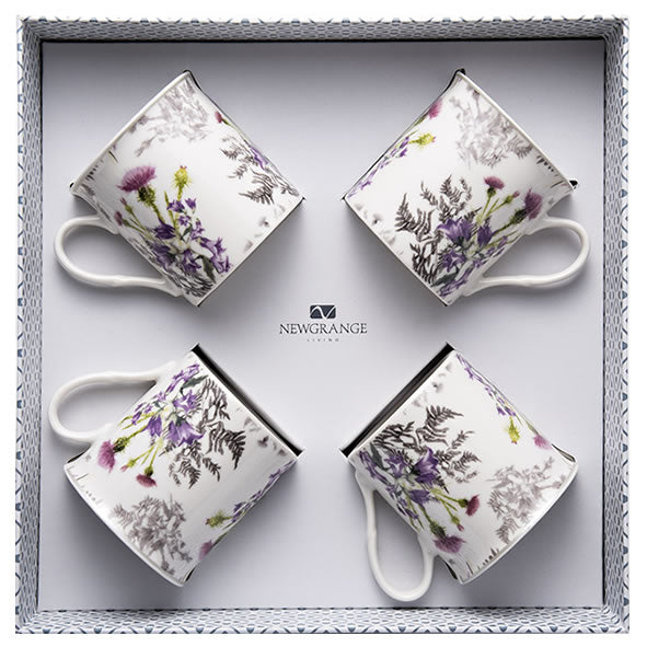 Newgrange Living White Thistle Bone China Mug Set Of 4