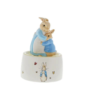 Mrs. Rabbit and Peter Ceramic Musical Figurine by Beatrix Potter A30003