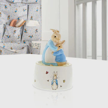 Mrs. Rabbit and Peter Ceramic Musical Figurine by Beatrix Potter A30003