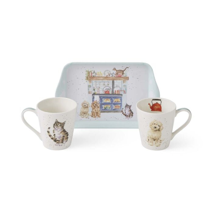 Country Kitchen' Cat and Dog Mug & Tray Set