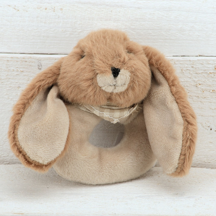 Jomanda Brown Bunny Baby Rattle – Soft Plush Newborn Toy