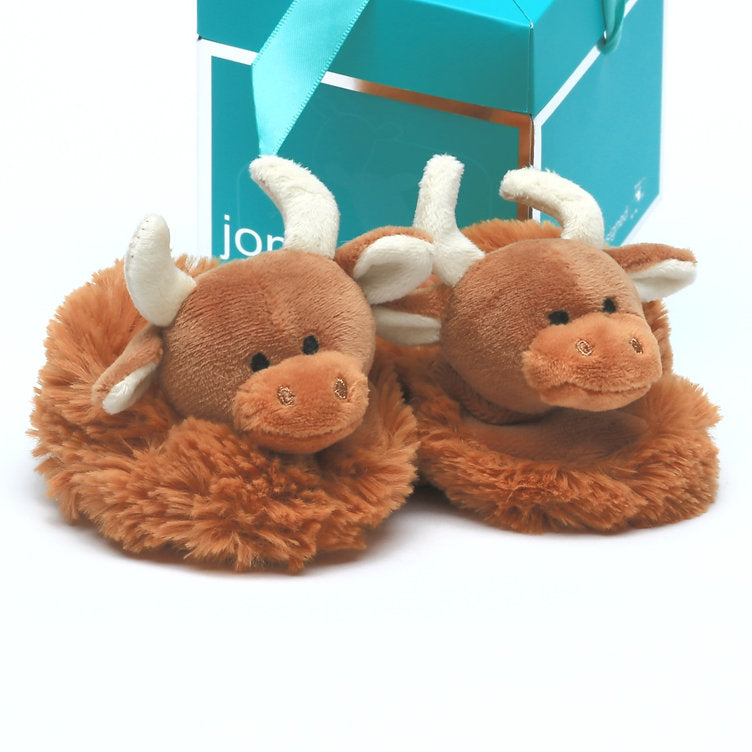 Jomanda Highland Cow Baby Slippers Brown