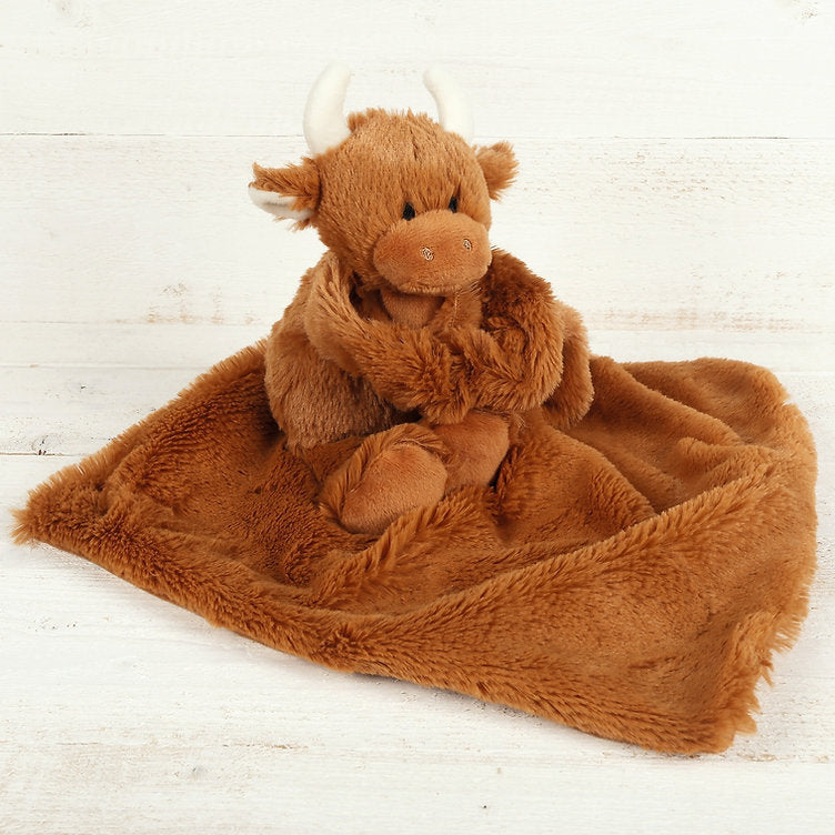 Jomanda Highland Coo Cow Toy Soother Brown & Soother Box