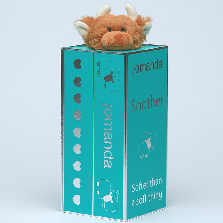 Jomanda Highland Coo Cow Toy Soother Brown & Soother Box