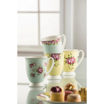 Aynsley Archive Rose Footed Mug Set x4