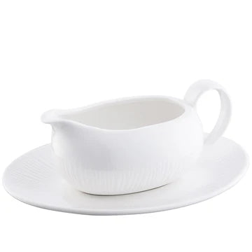 Belleek Erne sauce boat and tray