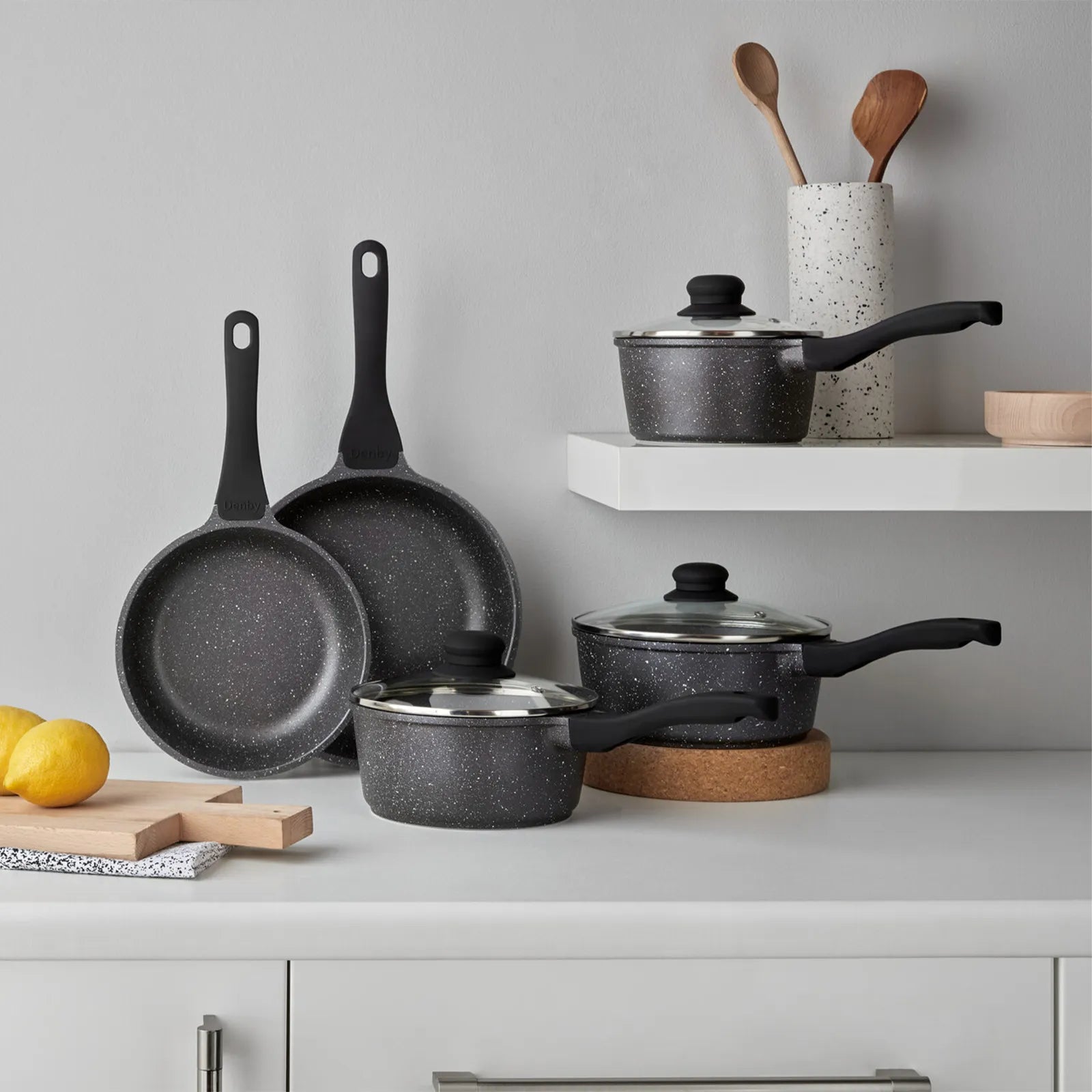 Denby Granite Finish Cast Aluminium 5 Piece Pan Set