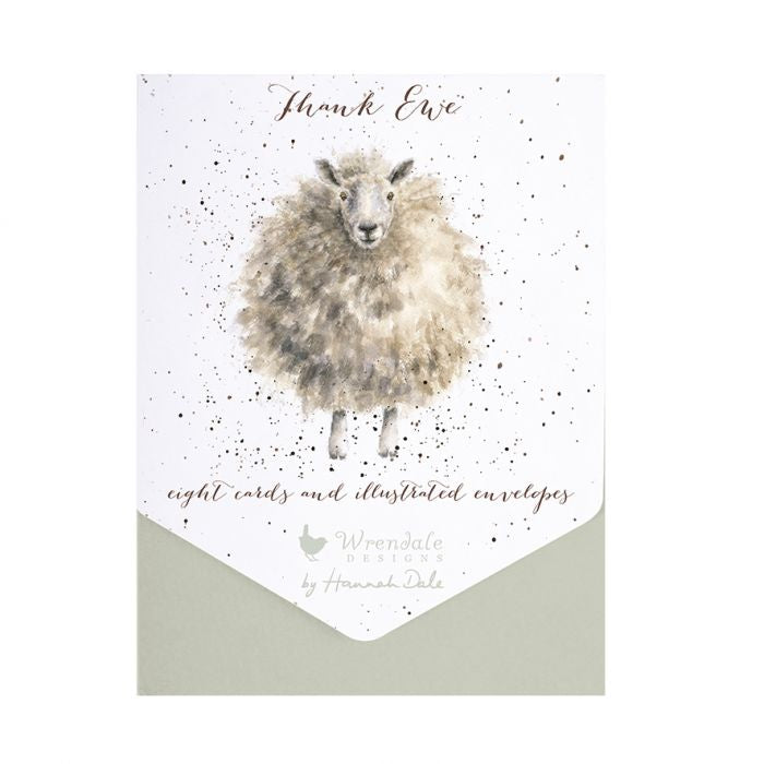 Wrendale ‘Thank Ewe’ 8 x Cards and Illustrated Envelopes