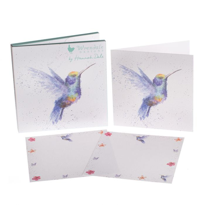 Wrendale Rainbow Humming Bird 4x Notecards 8x Correspondence Cards