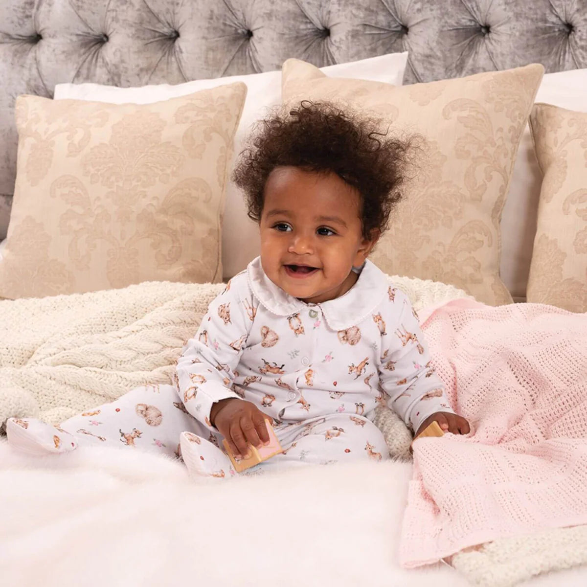 Wrendale Girls ‘Little Wren’  Forest Babygrow 6-9 Months