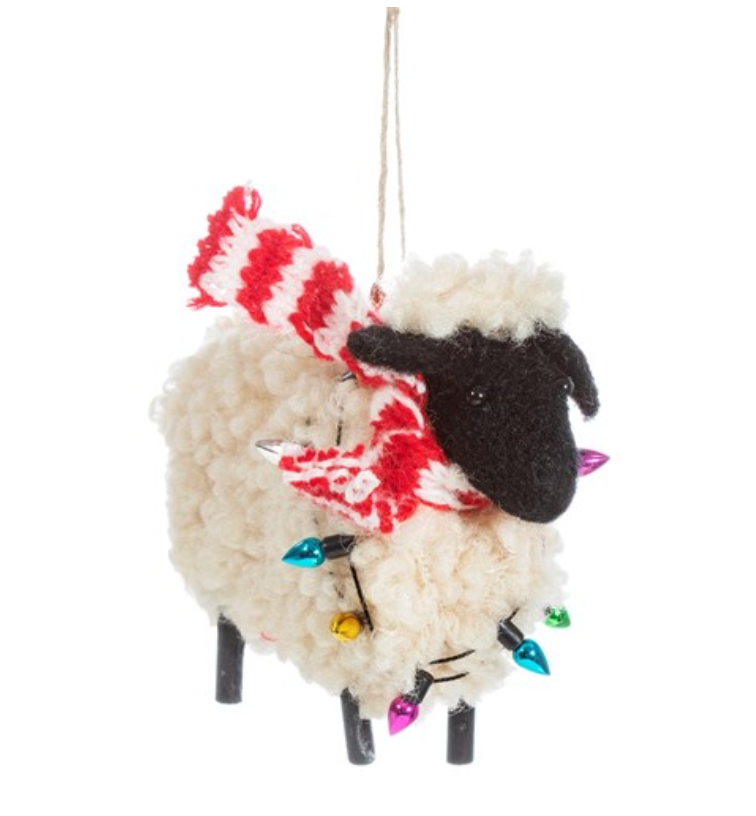 Sass & Belle Sheep in Scarf Felt Decoration