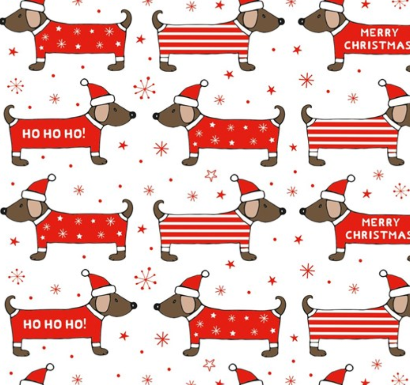 Sass & Belle Christmas Sausage Dog Wrapping Paper