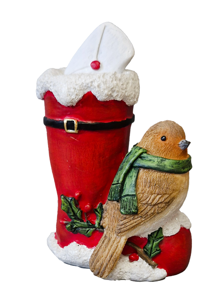 CH926 Robin Beside Red Boot