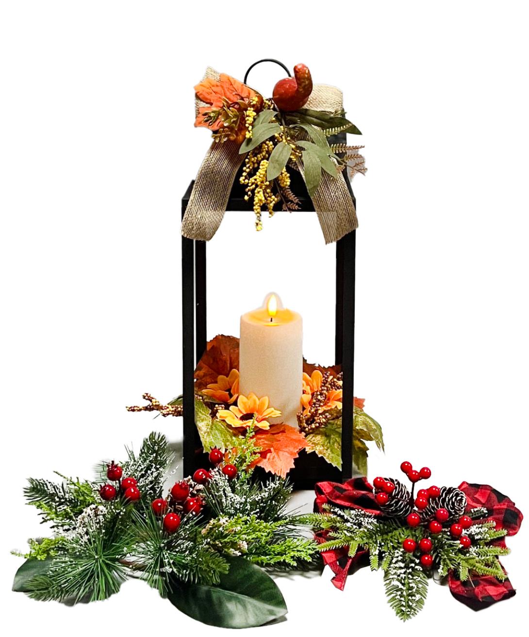 3036 Set of 2 Metal Lantern