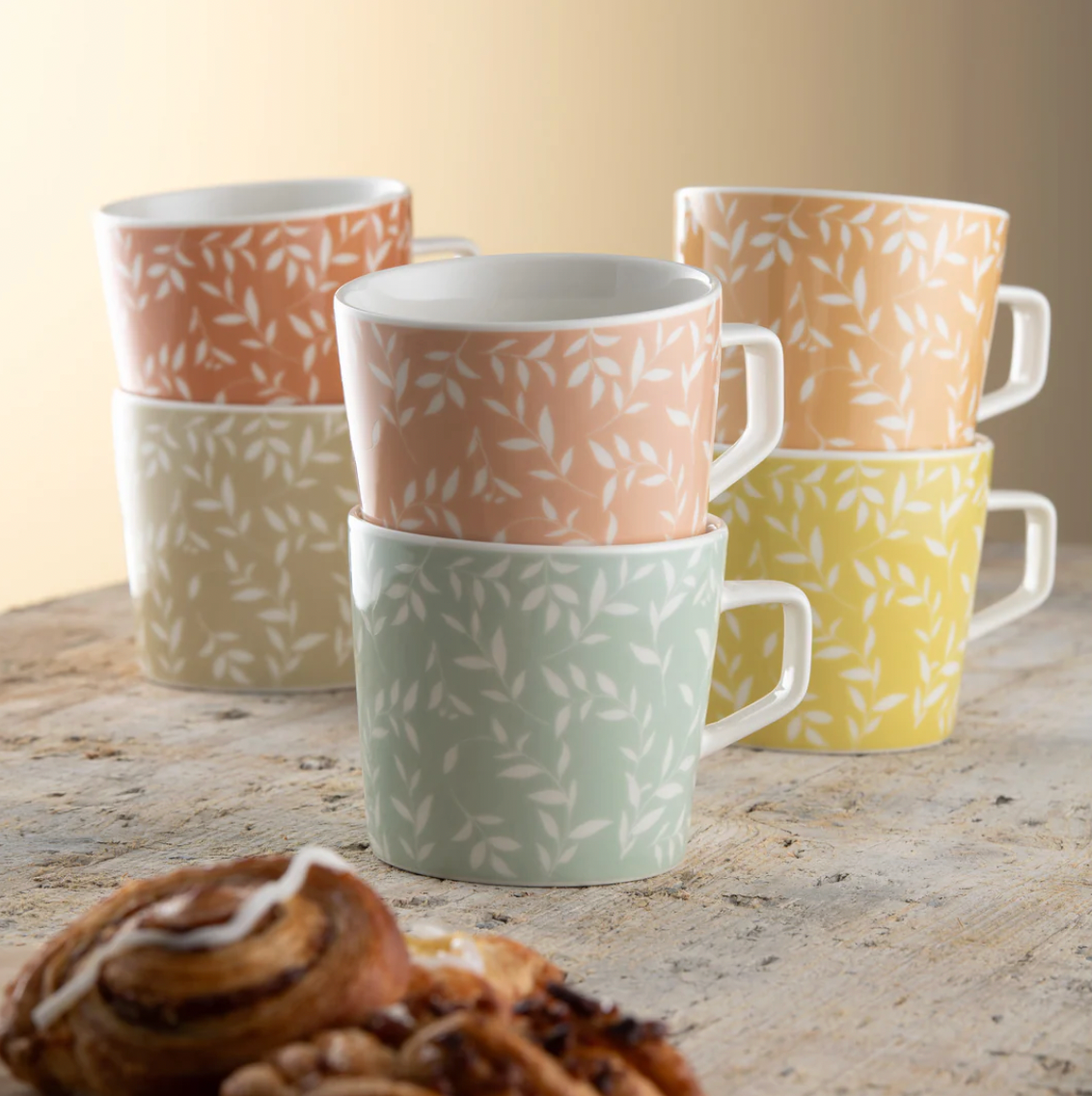 Aynsley White Willow Mugs Set Of 6