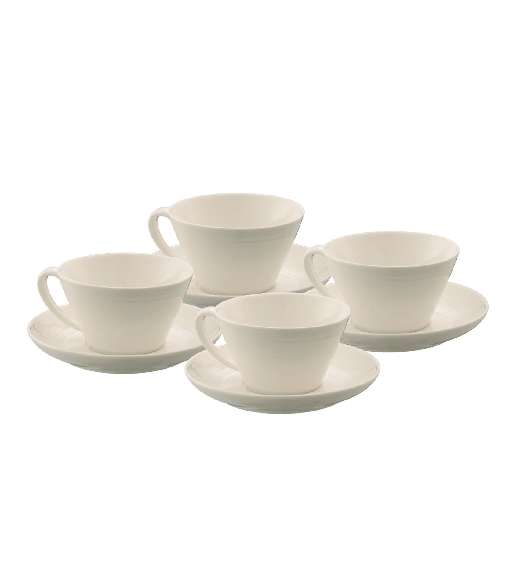 Belleek Living Ripple Tea Cup And Saucer Set Of 4