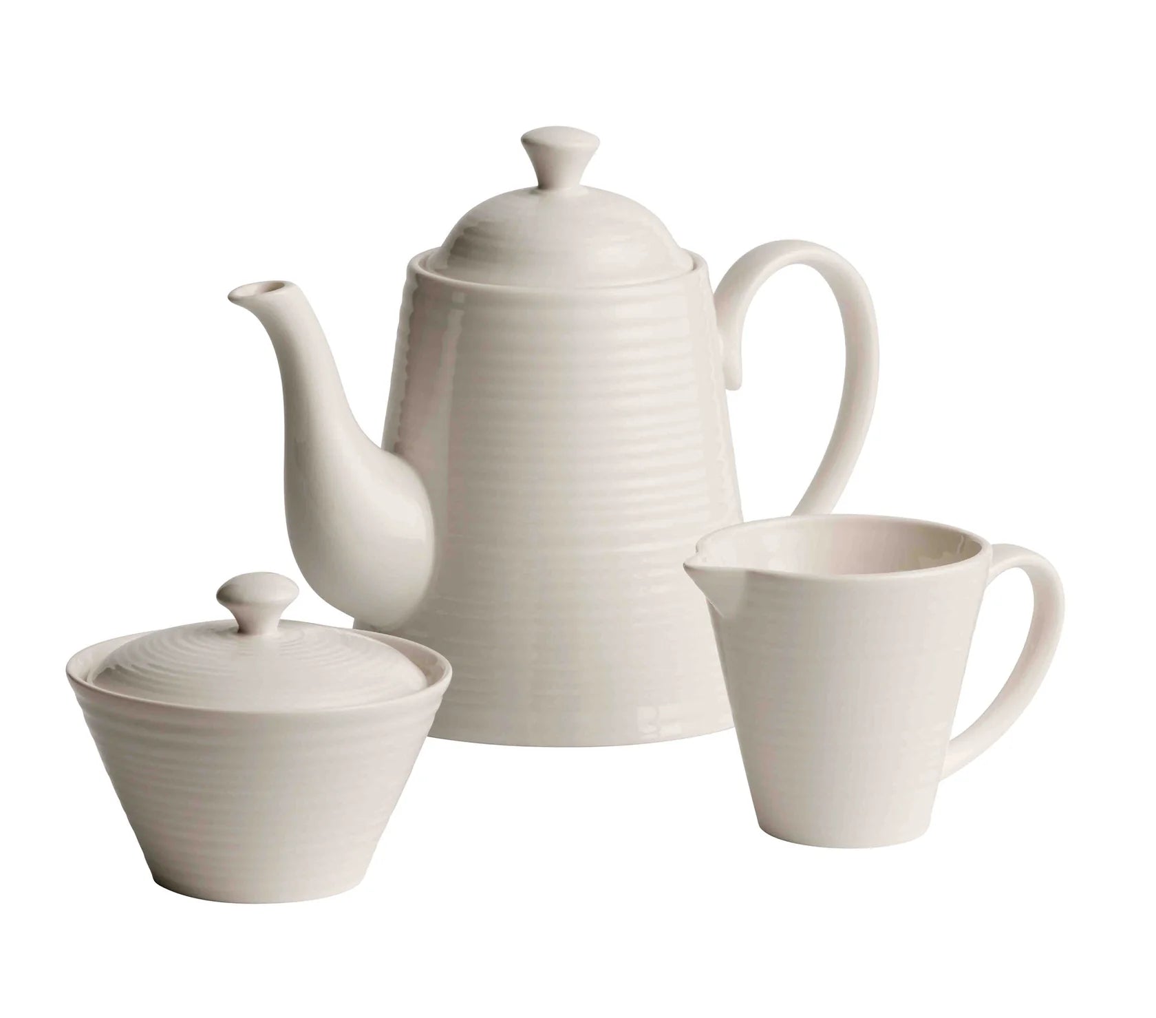 Belleek Living Ripple Beverage Pot, Cream & Sugar