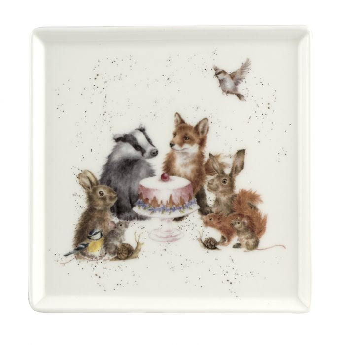 Wrendale Square Plate 18cm ‘Woodland Party’
