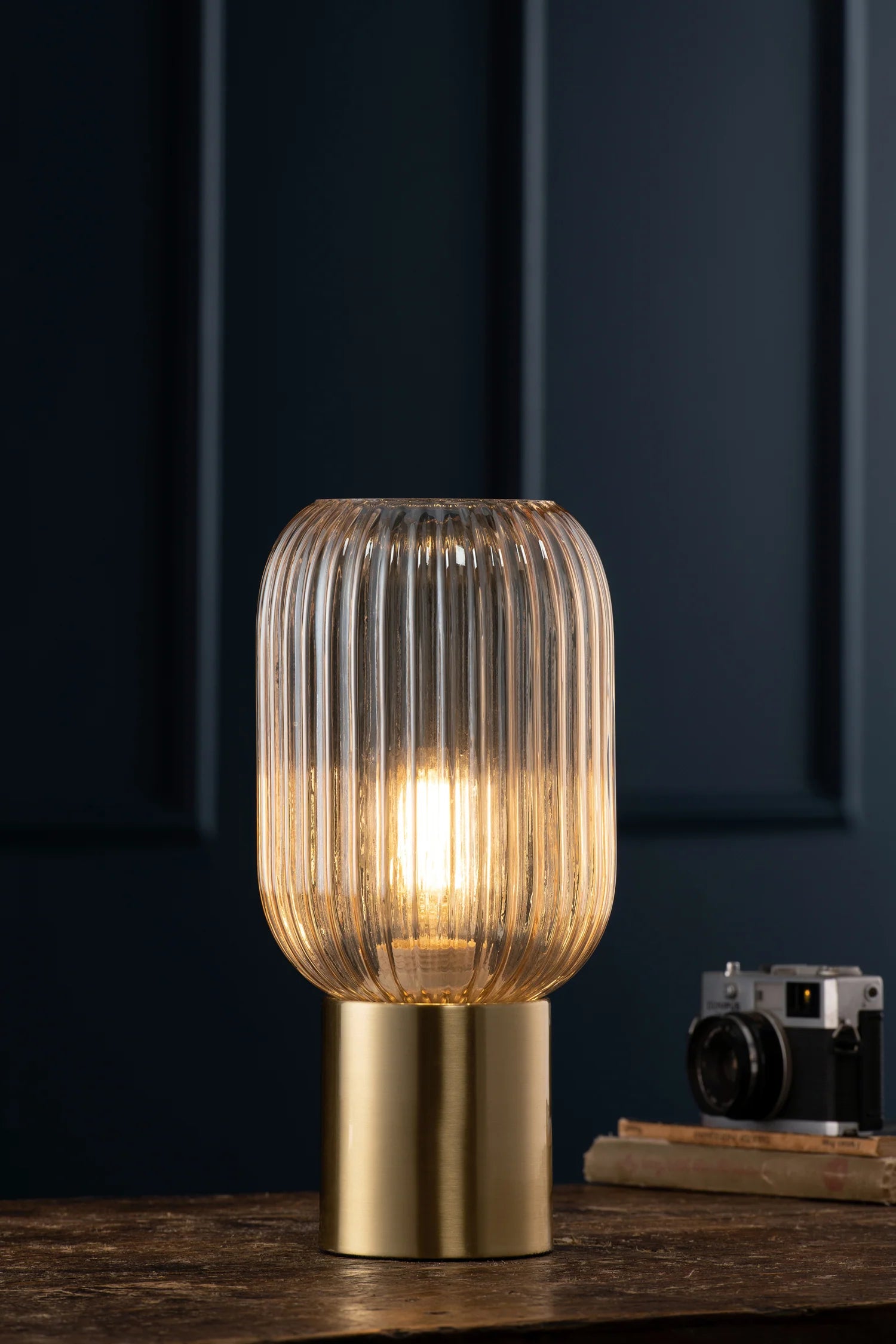 Galway Fluted Glass Table Lamp - Amber