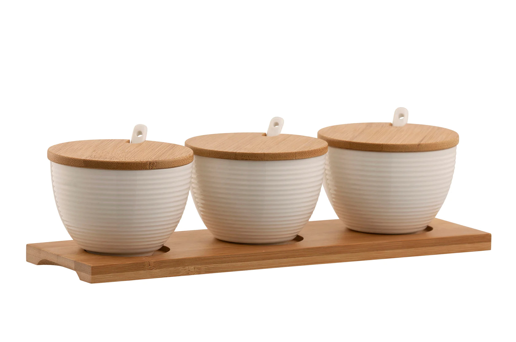 Belleek Living Ripple 3 Bowl Set With Tray