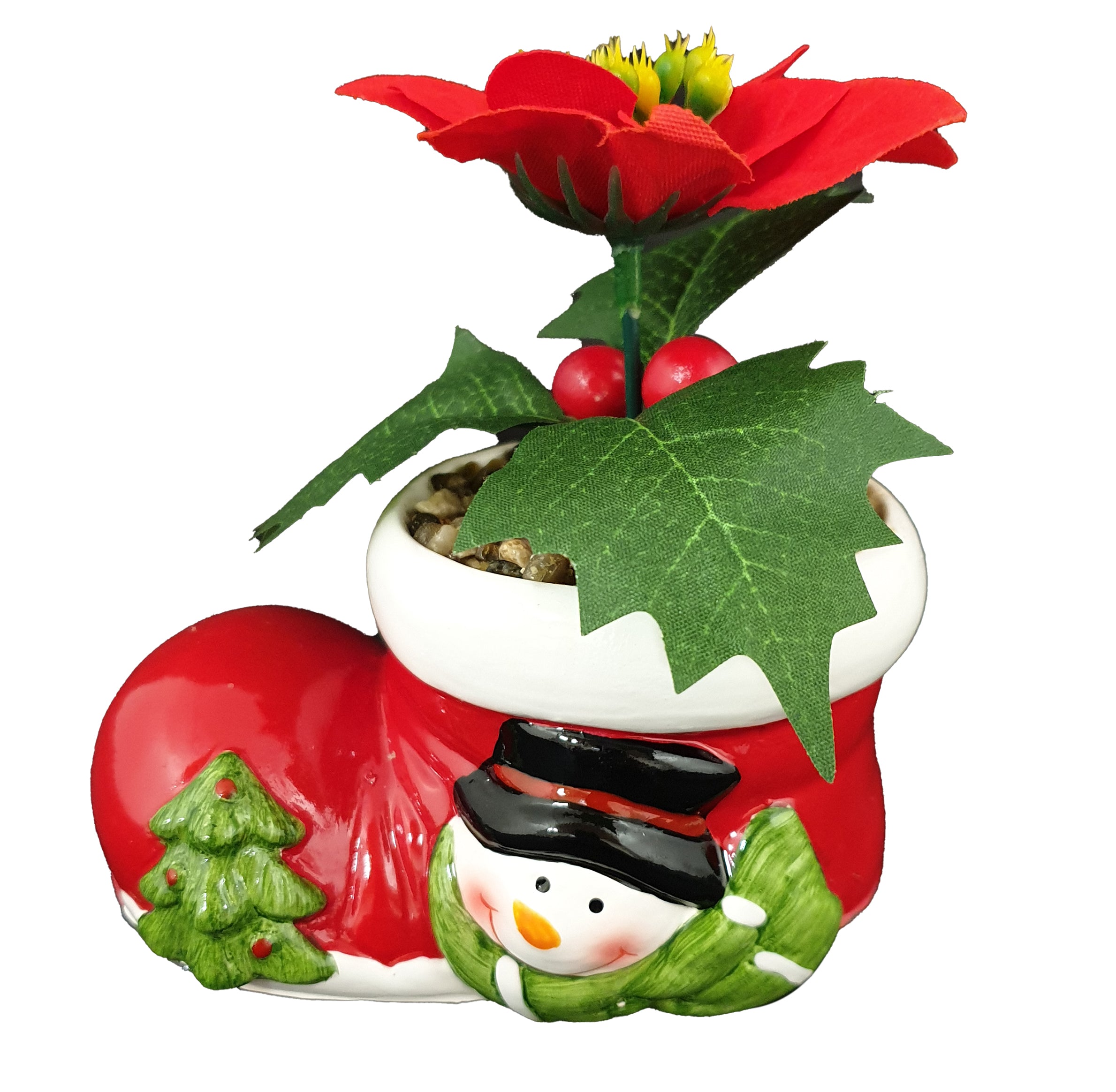 CH545 Snowman Boot with Foliage