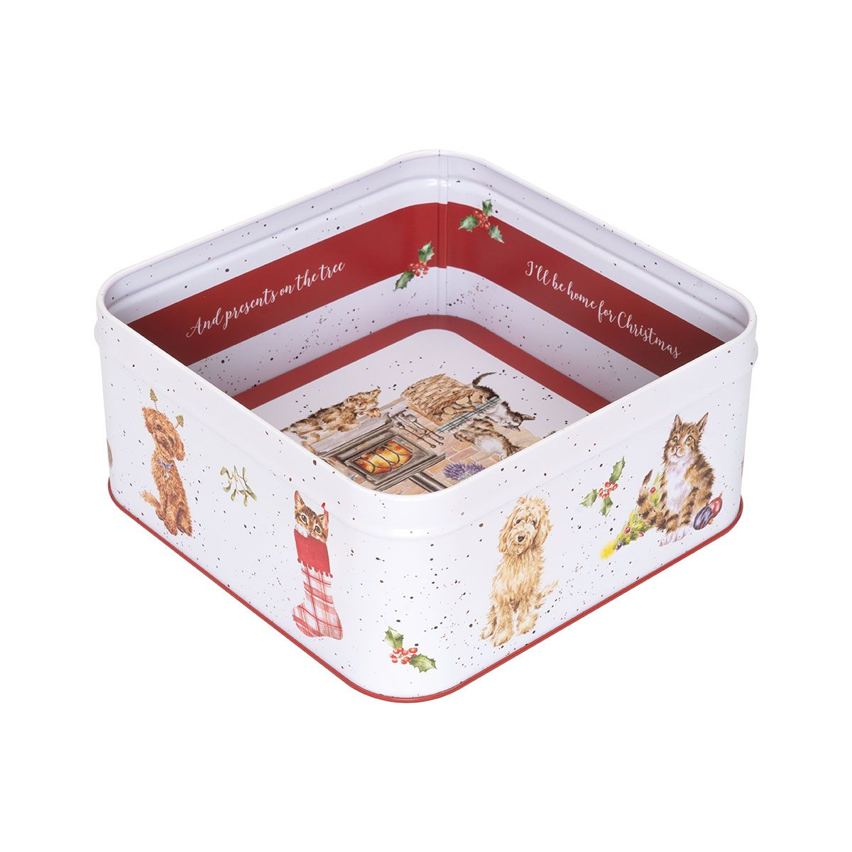 Wrendale 'Country Kitchen' Dog and Cat Christmas Square Tin