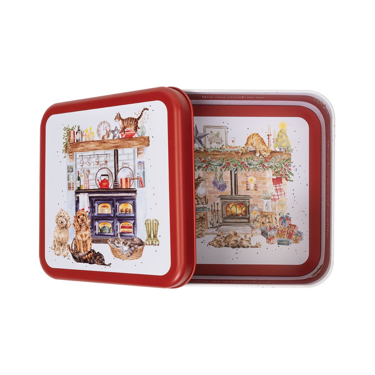 Wrendale 'Country Kitchen' Dog and Cat Christmas Square Tin