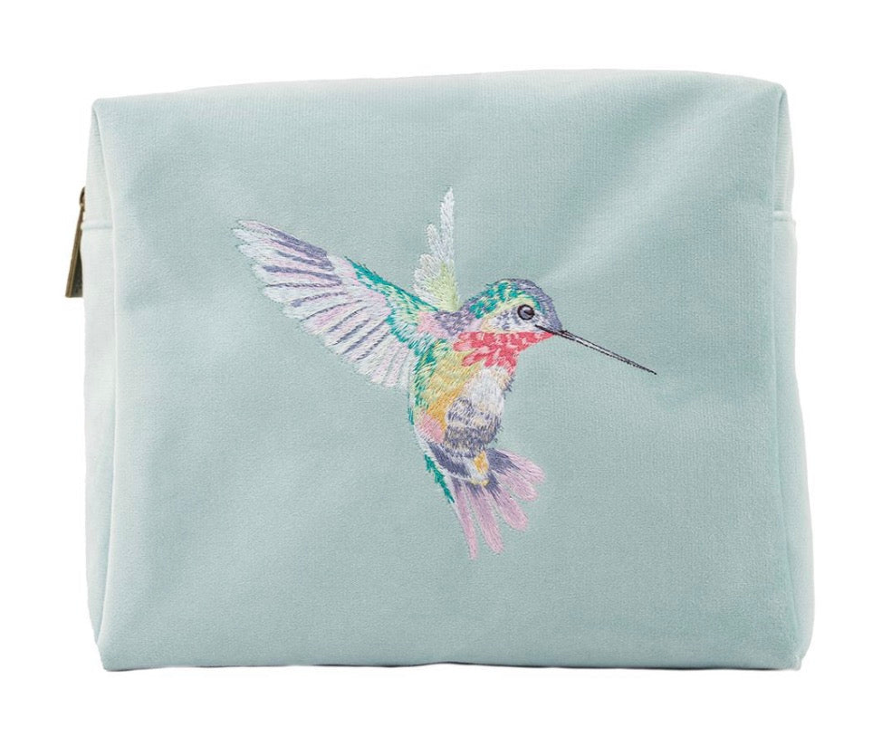 Wrendale Designs ‘Wisteria Wishes’ Hummingbird Embroidered Cosmetic Bag Large