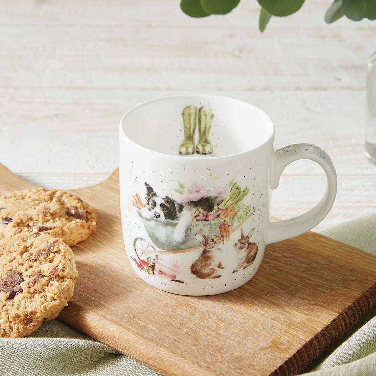 Wrendale 'Sleeping On The Job' Dog, Cat And Rabbit Mug