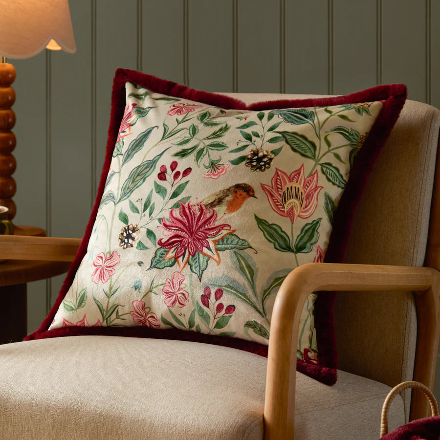 Beatrice Printed Velvet Cushion Multicolour