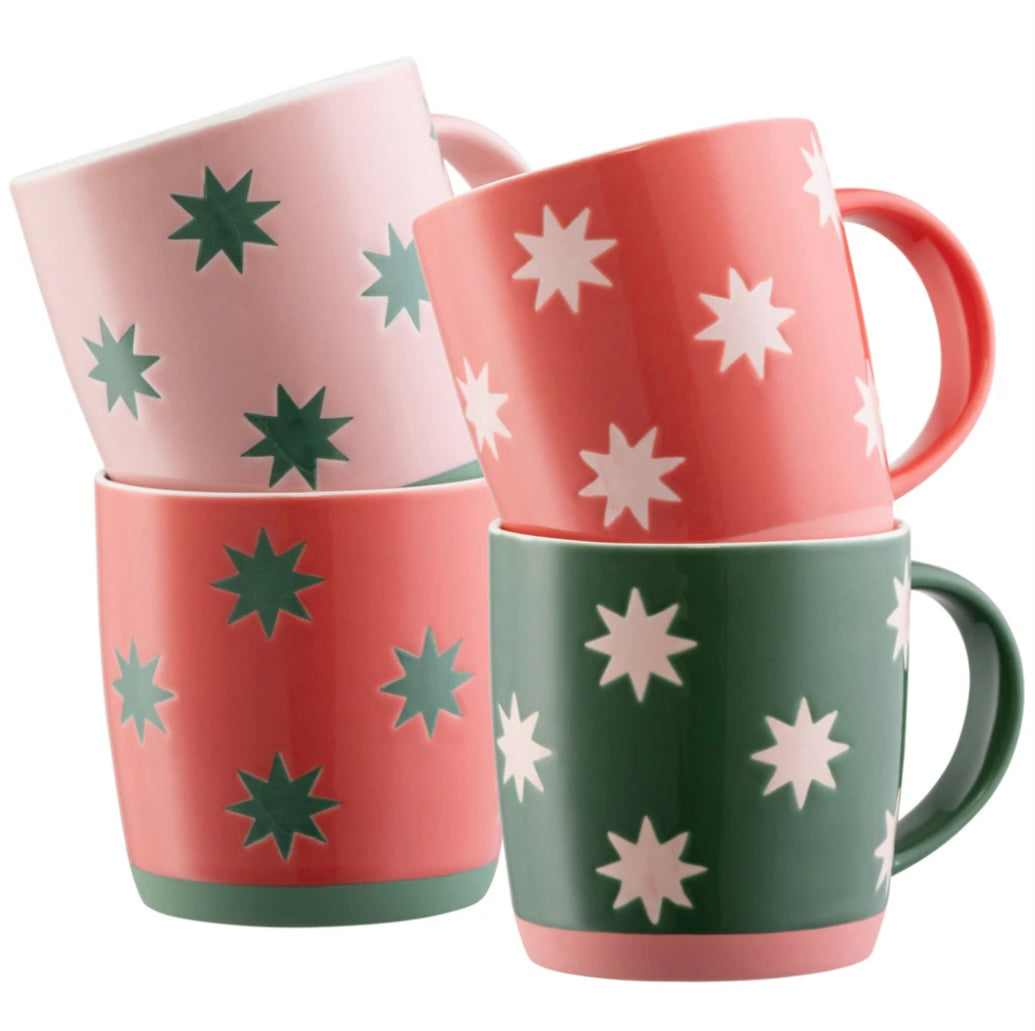 Belleek Living Bright Star Mugs x4