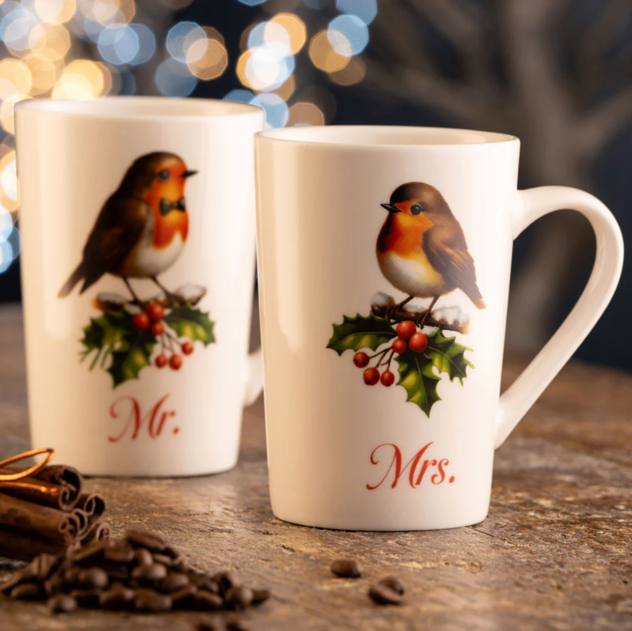 Aynsley Mr & Mrs Robins - Latte Mug Pair