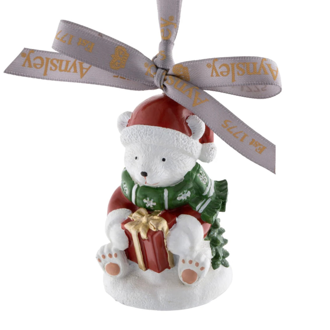 Belleek Polar Bear & Gift Hanging Ornament