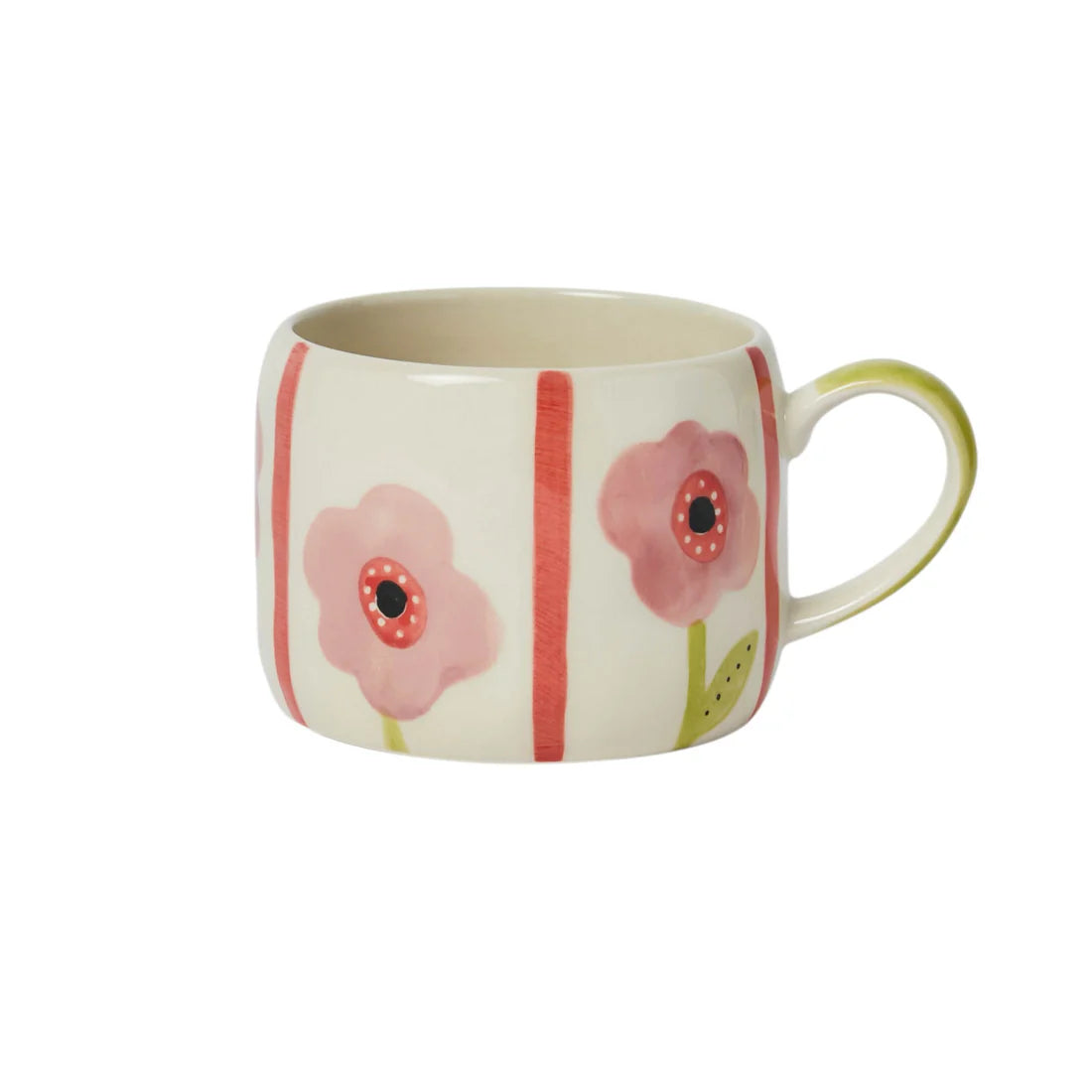 Belly Button Hand Painted Stoneware Mug - Mabel Mauve Flower