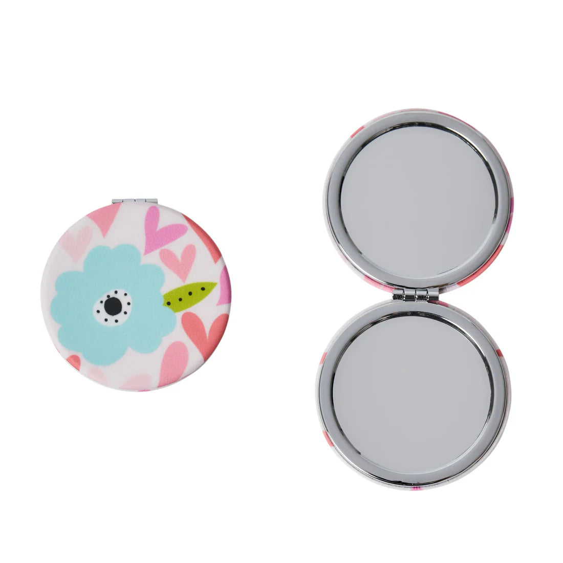 Belly Button Round Compact Mirror - Hearts & Flowers